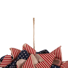 Load image into Gallery viewer, 19"D Fabric Patriotic Stripes and Stars Wreath