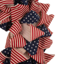 Load image into Gallery viewer, 19"D Fabric Patriotic Stripes and Stars Wreath