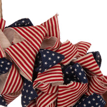 Load image into Gallery viewer, 19"D Fabric Patriotic Stripes and Stars Wreath