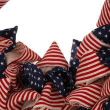 Load image into Gallery viewer, 19"D Fabric Patriotic Stripes and Stars Wreath