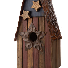 Load image into Gallery viewer, 12.4 Inch Height Wooden Patriotic Distressed Garden Birdhouse with Stars