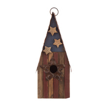 Load image into Gallery viewer, 12.4 Inch Height Wooden Patriotic Distressed Garden Birdhouse with Stars