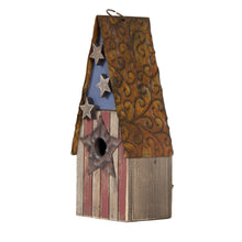 Load image into Gallery viewer, 12.4 Inch Height Wooden Patriotic Distressed Garden Birdhouse with Stars