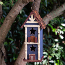 Load image into Gallery viewer, 12.6"H Hanging Patriotic Two-Tiered Distressed Wooden/Iron Garden Birdhouse