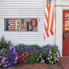 Load image into Gallery viewer, 36.10"L Metal/Wooden Patriotic HELLO Wall Décor