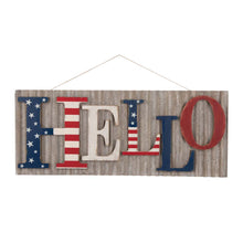 Load image into Gallery viewer, 36.10"L Metal/Wooden Patriotic HELLO Wall Décor