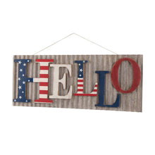 Load image into Gallery viewer, 36.10"L Metal/Wooden Patriotic HELLO Wall Décor
