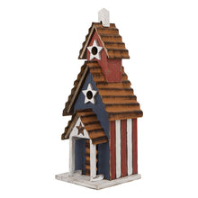 Load image into Gallery viewer, 24.41"H Oversized Wooden/Rustic Metal Patriotic Birdhouse