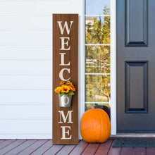 Load image into Gallery viewer, 42"H Wooden "WELCOME" Porch Sign with Metal Planter