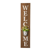 Load image into Gallery viewer, 42"H Wooden "WELCOME" Porch Sign with Metal Planter