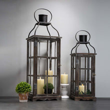 Load image into Gallery viewer, Set of 2 Oversized Farmhouse Wood and Metal Lantern