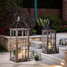 Load image into Gallery viewer, Set of 2 Oversized Farmhouse Wood and Metal Lantern