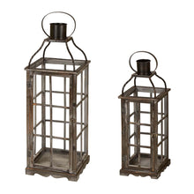 Load image into Gallery viewer, Set of 2 Oversized Farmhouse Wood and Metal Lantern
