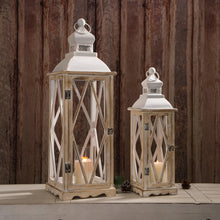 Load image into Gallery viewer, Farmhouse Decorative Wood/Metal Lanterns, Set of 2