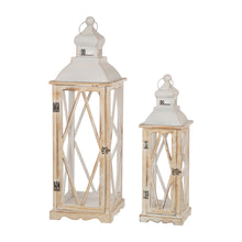 Load image into Gallery viewer, Farmhouse Decorative Wood/Metal Lanterns, Set of 2