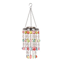 Load image into Gallery viewer, 18.75"H Solar Lighted Hanging Décor with Multicolored Acrylic Jewel Beads