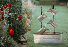 Load image into Gallery viewer, 33.25"H Farmhouse Galvanized Metal Cascading Water Fountain