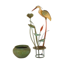 Load image into Gallery viewer, 37"H Floor Standing Antique Green Metal Pelican Water Fountain