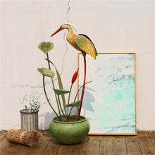 Load image into Gallery viewer, 37"H Floor Standing Antique Green Metal Pelican Water Fountain