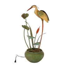 Load image into Gallery viewer, 37"H Floor Standing Antique Green Metal Pelican Water Fountain
