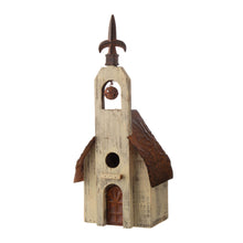 Load image into Gallery viewer, 15.63"H Church Rustic Distressed Wooden Birdhouse