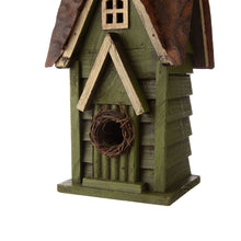 Load image into Gallery viewer, 11.93"H Tall Green Hand Painted Wood Birdhouse