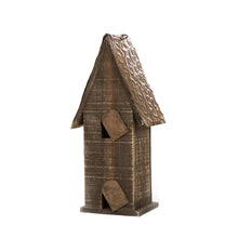 Load image into Gallery viewer, Glitzhome Distressed Two Flowers Wooden Garden Birdhouse 14.17 Inch