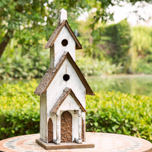 Load image into Gallery viewer, 23.62"H Extra-Large Rustic Tall Church Hand Painted Wood White Birdhouse