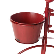 Load image into Gallery viewer, 25.98" H Hand Painted Red Metal Standing Bicycle Plant Stand