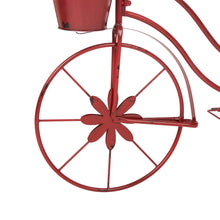 Load image into Gallery viewer, 25.98" H Hand Painted Red Metal Standing Bicycle Plant Stand