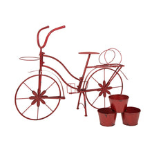 Load image into Gallery viewer, 25.98" H Hand Painted Red Metal Standing Bicycle Plant Stand