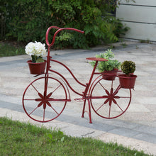 Load image into Gallery viewer, 25.98" H Hand Painted Red Metal Standing Bicycle Plant Stand