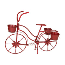 Load image into Gallery viewer, 25.98" H Hand Painted Red Metal Standing Bicycle Plant Stand
