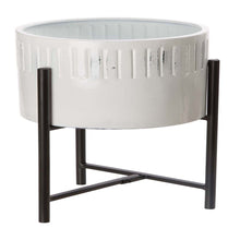 Load image into Gallery viewer, Set of 3 Washed White Metal Plant Stands