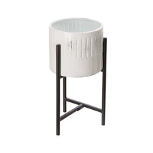 Load image into Gallery viewer, Set of 3 Washed White Metal Plant Stands