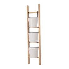 Load image into Gallery viewer, 42"H Enameled Metal/Wood 3-Tier Leaning Ladder Plant Stand