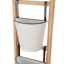 Load image into Gallery viewer, 42"H Enameled Metal/Wood 3-Tier Leaning Ladder Plant Stand