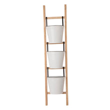 Load image into Gallery viewer, 42"H Enameled Metal/Wood 3-Tier Leaning Ladder Plant Stand