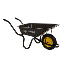 Load image into Gallery viewer, 4.7-cu ft Black Steel Framed Plastic Garden Wheelbarrow Utility Dump Cart