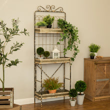Load image into Gallery viewer, 68"H Rustic Metal Shelf or Planter Rack with 3 Sturdy Tiers