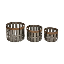 Load image into Gallery viewer, Farmhouse Metal Slotted Storage Basket Galvanized Fall Home Decor, Set of 3
