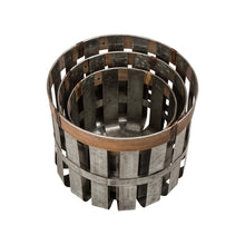 Load image into Gallery viewer, Farmhouse Metal Slotted Storage Basket Galvanized Fall Home Decor, Set of 3