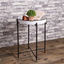 Load image into Gallery viewer, Farmhouse Metal Enamel Serving Tray Table