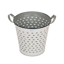 Load image into Gallery viewer, Galvanized Round Metal Planters Storage Organizer With Burlap Handles, Set of 2