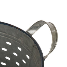 Load image into Gallery viewer, Galvanized Round Metal Planters Storage Organizer With Burlap Handles, Set of 2