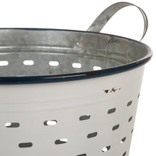 Load image into Gallery viewer, Galvanized Round Metal Planters Storage Organizer With Burlap Handles, Set of 2