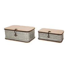 Load image into Gallery viewer, S/2 Galvanized Wood Storage Chests