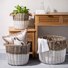 Load image into Gallery viewer, Set of 3pcs Natural/White Round Willow Baskets
