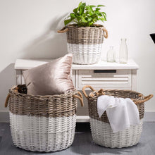Load image into Gallery viewer, Set of 3pcs Natural/White Round Willow Baskets