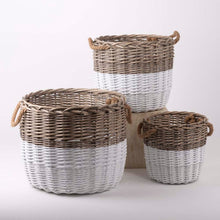 Load image into Gallery viewer, Set of 3pcs Natural/White Round Willow Baskets